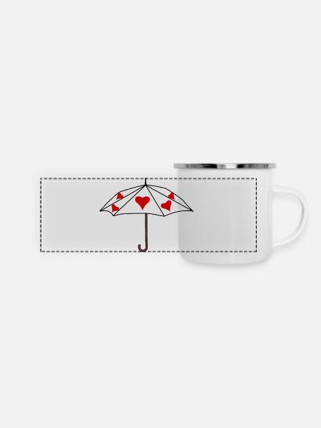 Schirm Schirme Regenschirme Regenschirm Wetter - Panorama Emaille-Tasse - Weiß