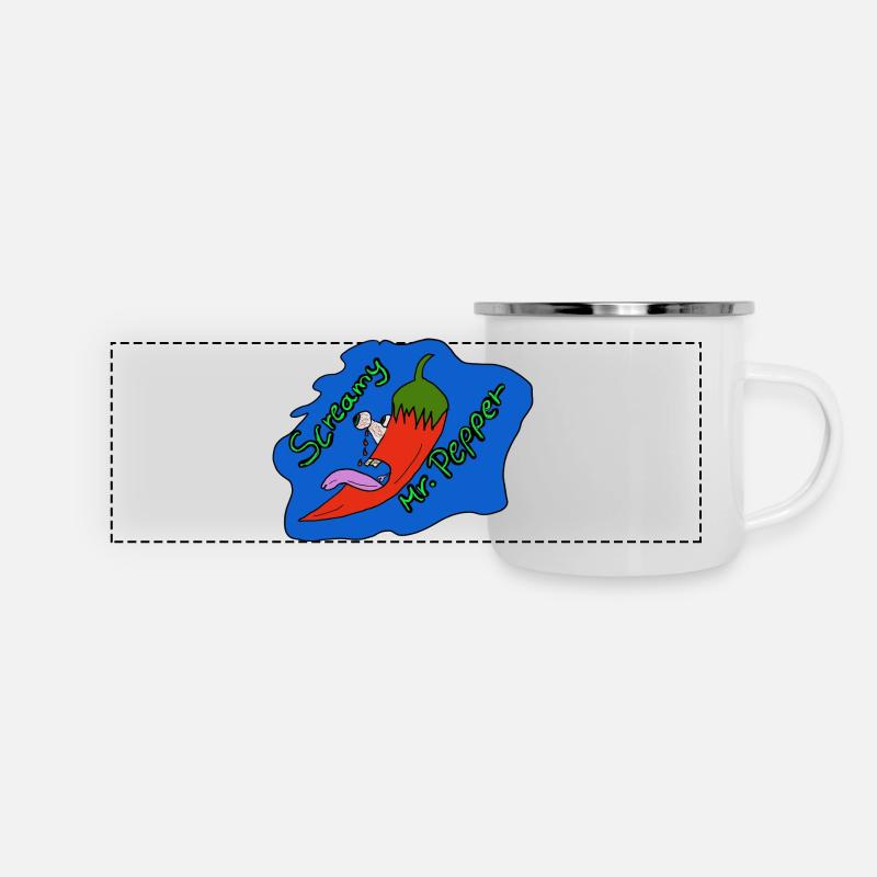 Peperonie Screamy Mr. Pepper - Panorama Emaille-Tasse - Weiß