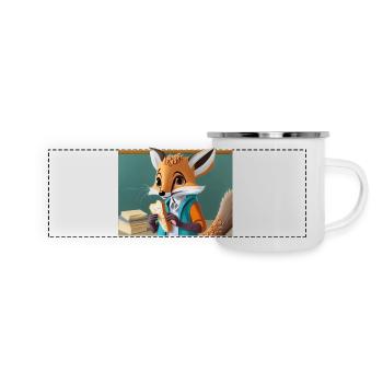 mignon petit renard démoniaque vie quotidienne – déjeuner - Mug panoramique émaillé - blanc - Devant