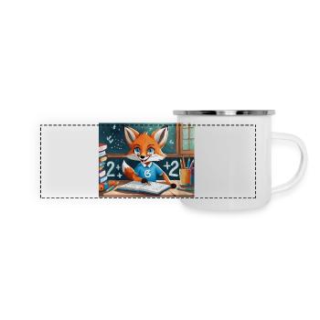 mignon petit renard démon vie quotidienne - mathématiques - Mug panoramique émaillé - blanc - Devant