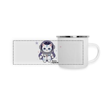 Astronaut Cat Space Cat Design - Mug panoramique émaillé - blanc - Devant