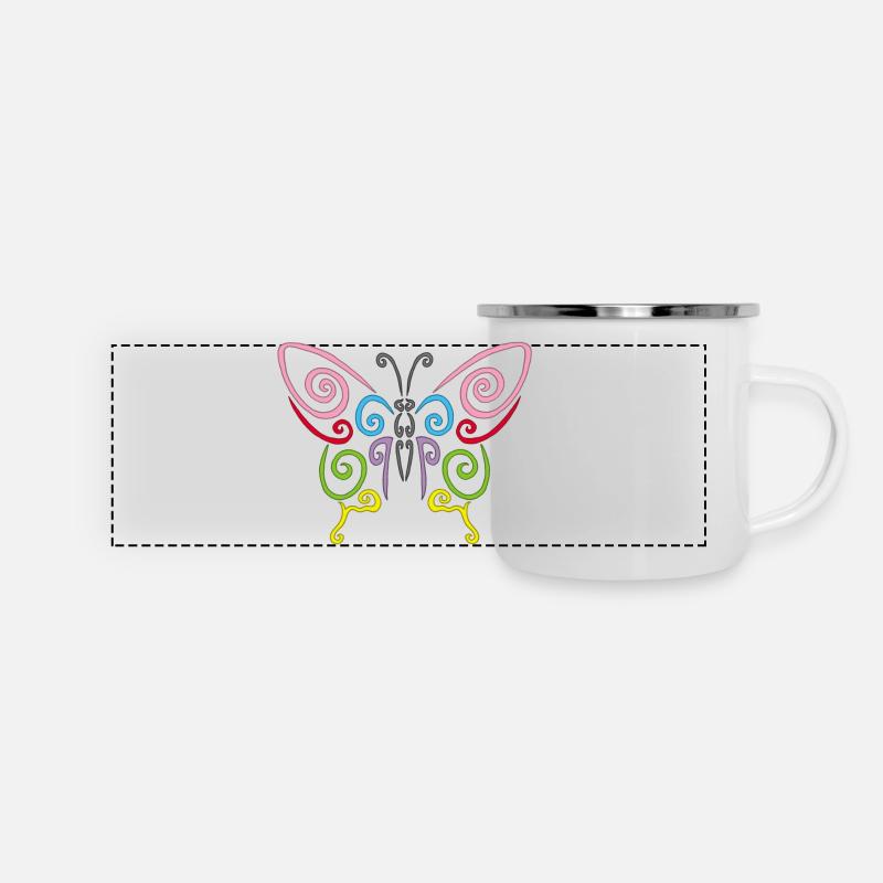 Symbol of a multicolored butterfly - Panoramic Camper Mug - white