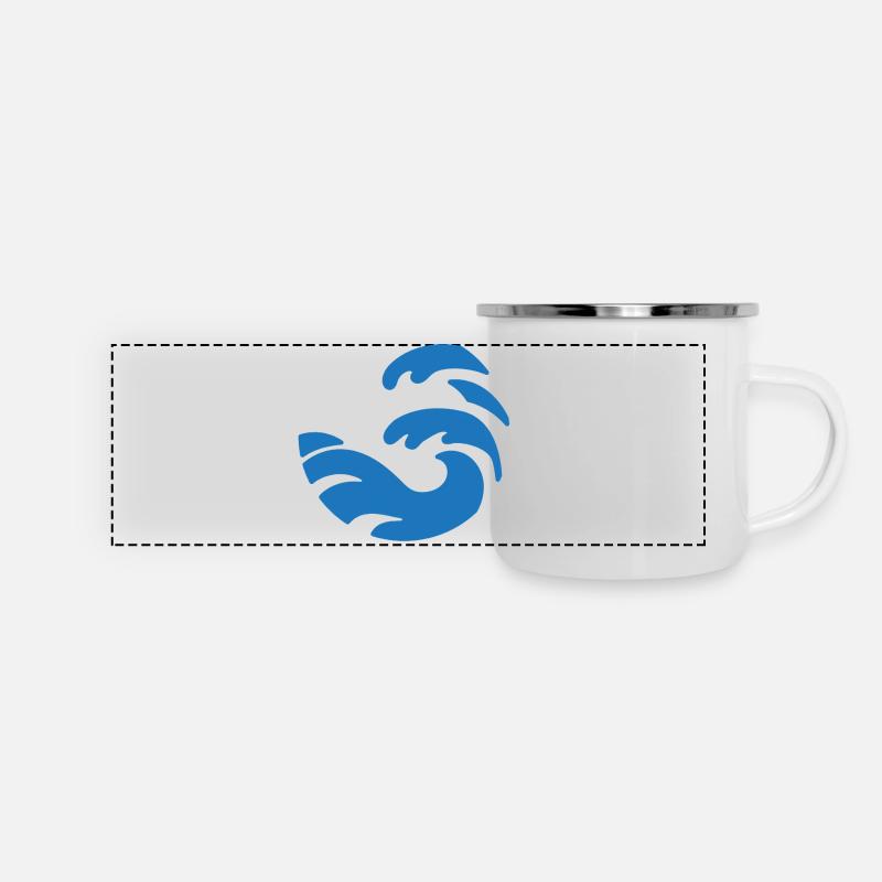 simple blue wave design in round shape - Panoramic Camper Mug - white