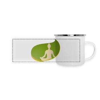 Yoga silhouette in green teardrop shape – Zen Design - Panoramic Camper Mug - white - Front