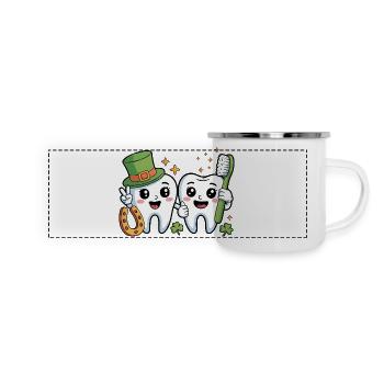 Lustiger Zahnarzt St. Patricks Tag - Panorama Emaille-Tasse - Weiß - Vorne