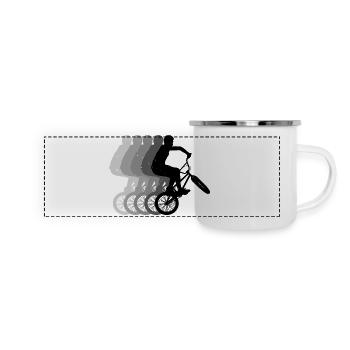 Cycliste rétro des années 80 de BMX - Mug panoramique émaillé - blanc - Devant