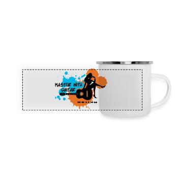 Master with guitar - Blau Orange - Panorama Emaille-Tasse - Weiß - Vorne