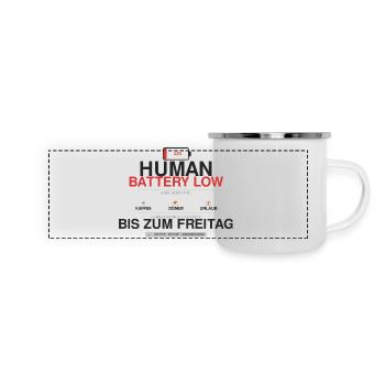 Human Battery Low Coffee Humor - Panoramic Camper Mug - white - Front