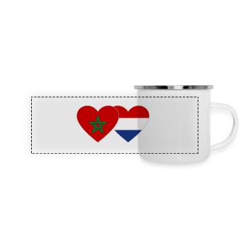 Marokko Holland Flagge Herz - Panorama Emaille-Tasse - Weiß - Vorne