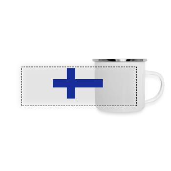 Nationalflagge von Finnland - Panorama Emaille-Tasse - Weiß - Vorne