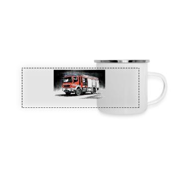 Camion de pompiers - Mug panoramique émaillé - blanc - Devant