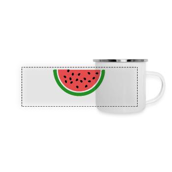 Melon pastèque - Mug panoramique émaillé - blanc - Devant