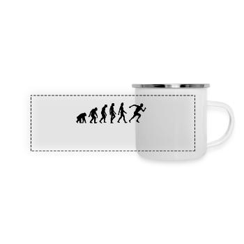 Die Evolution von Laufen - Panorama Emaille-Tasse - Weiß - Vorne
