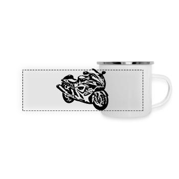 Motorrad , Hayabusa , Rennmaschine ,Kult (25) - Panorama Emaille-Tasse - Weiß - Vorne