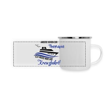 Therapie Kreuzfahrt - Panorama Emaille-Tasse - Weiß - Vorne