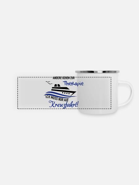 Therapie Kreuzfahrt - Panorama Emaille-Tasse - Weiß