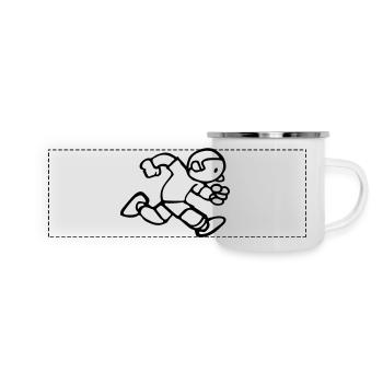 zeichnen laufen joggen laufen lustig vintage - Panorama Emaille-Tasse - Weiß - Vorne