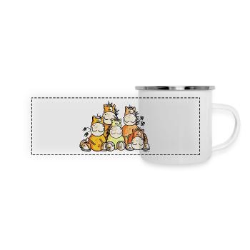Drôle Chevaux - Mug panoramique émaillé - blanc - Devant