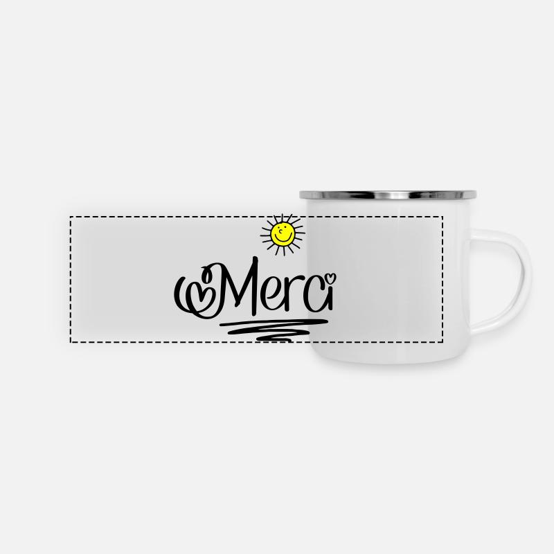 Merci - Panorama Emaille-Tasse - Weiß