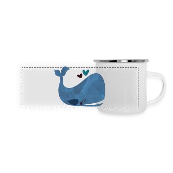 Blue Whale Bliss - Panorama Emaille-Tasse - Weiß - Vorne