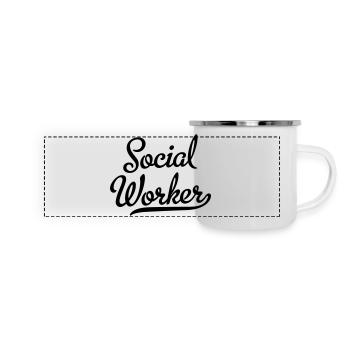 Travailleur social - Mug panoramique émaillé - blanc - Devant