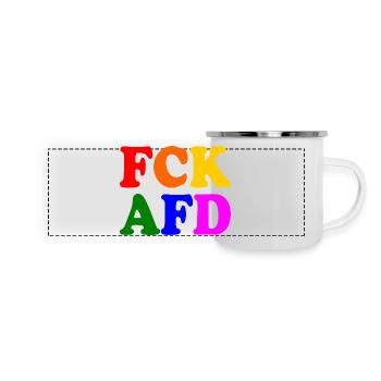Fck afd - Panorama Emaille-Tasse - Weiß - Vorne