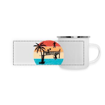 Volleyball - Panorama Emaille-Tasse - Weiß - Vorne