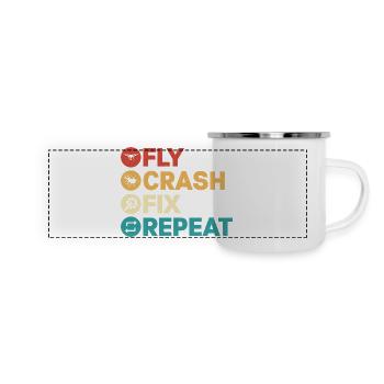 Fly crash Fix Répéter Drone Pilote RC Vol - Mug panoramique émaillé - blanc - Devant