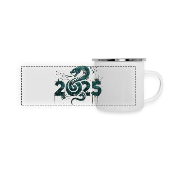 Fantasy Drache Anime Drachenkopf Mythos Reptilienschlange - Panorama Emaille-Tasse - Weiß - Vorne