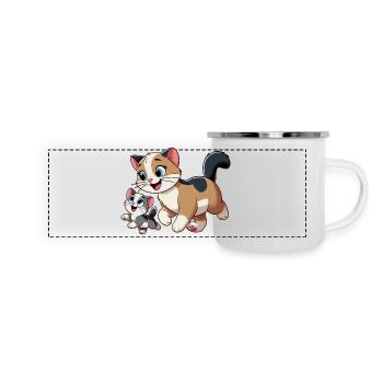 English Shorthair mother and child - Panoramic Camper Mug - white - Front