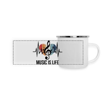 Music is Life Notenschlüssel Outfit Musikfans und - Panorama Emaille-Tasse - Weiß - Vorne