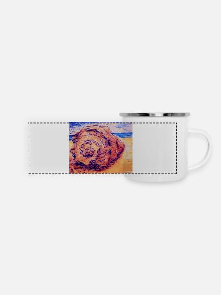 Muschel - Panorama Emaille-Tasse - Weiß