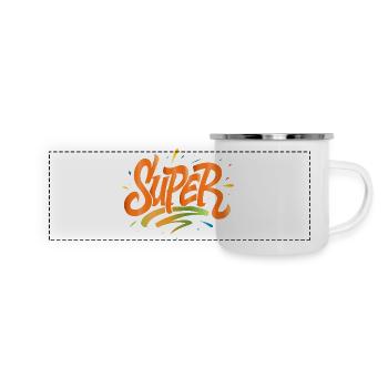 Super – Le lettrage coloré scintille d’énergie - Mug panoramique émaillé - blanc - Devant