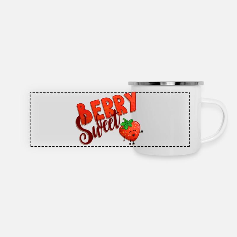 Berry Sweet Erdbeere - Panorama Emaille-Tasse - Weiß