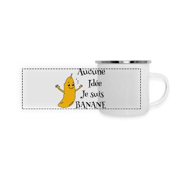 Banana mascot on black background - Panoramic Camper Mug - white - Front
