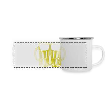 Bier Biergläser Anstoßen - Panorama Emaille-Tasse - Weiß - Vorne