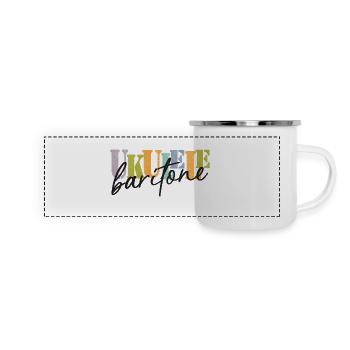 Baritone Ukulele bunt und schwarz - Panorama Emaille-Tasse - Weiß - Vorne