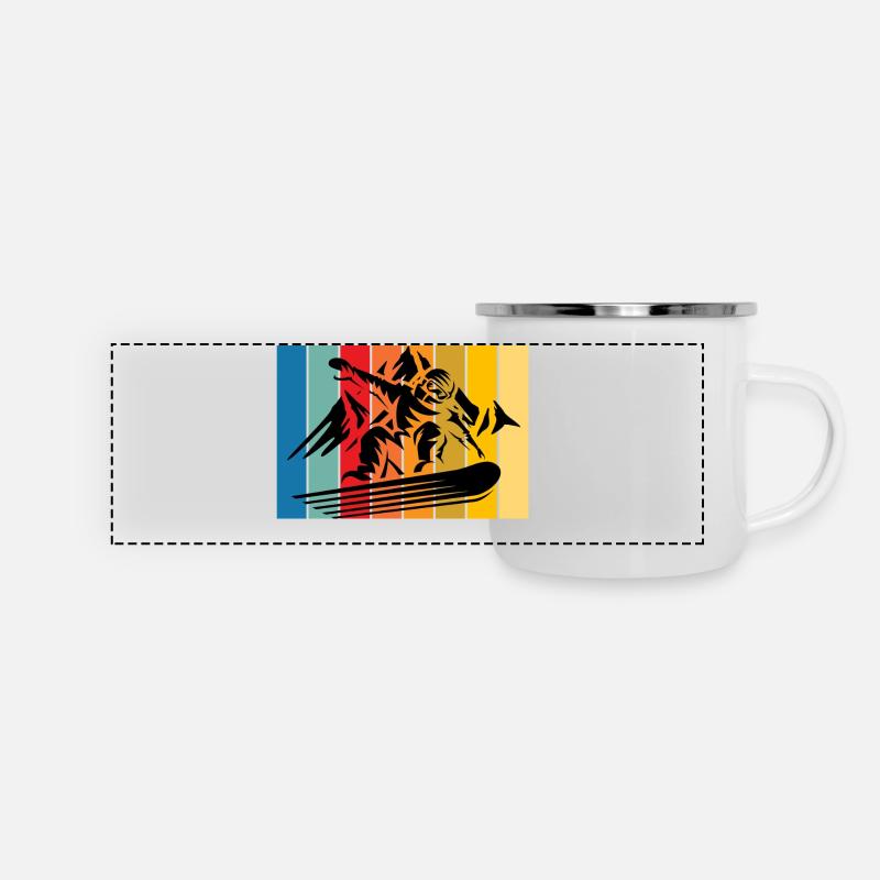 Retro skiing - Panoramic Camper Mug - white