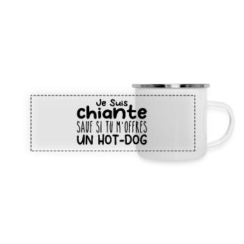 Woman who loves it: Hot dog. Funny Design Humor - Panoramic Camper Mug - white - Front
