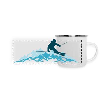 Winter - Skifahrer Berge Sport 2018 - Panorama Emaille-Tasse - Weiß - Vorne