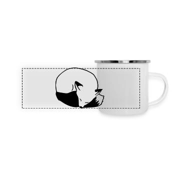 Fuchs schlafend: Niedlich, Kawaii & Comic Stil - Panorama Emaille-Tasse - Weiß - Vorne