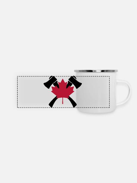 Canada lumbering - Panorama Emaille-Tasse - Weiß