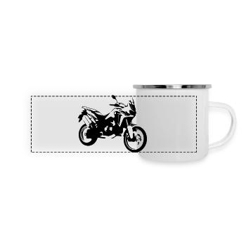 africa twin_einfarbig - Panorama Emaille-Tasse - Weiß - Vorne