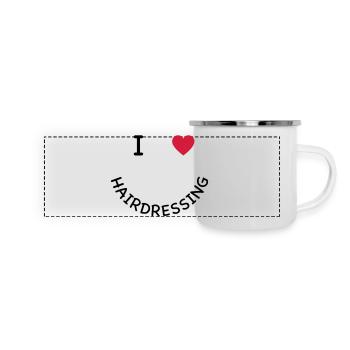 Friseur - Panorama Emaille-Tasse - Weiß - Vorne