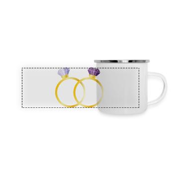 Two rings with purple diamonds - Panoramic Camper Mug - white - Front