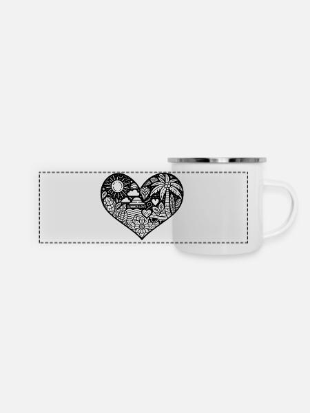 summer love her - Panorama Emaille-Tasse - Weiß