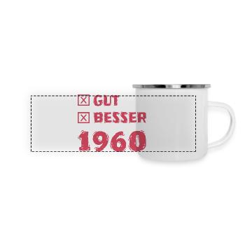 1960 - Panorama Emaille-Tasse - Weiß - Vorne
