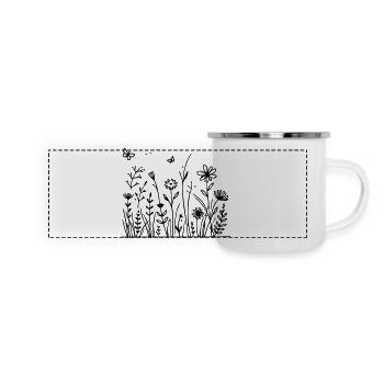 Flower meadow with butterfly - Panoramic Camper Mug - white - Front