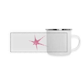 Pink Glitzer Starburst Funkeln - Panorama Emaille-Tasse - Weiß - Vorne