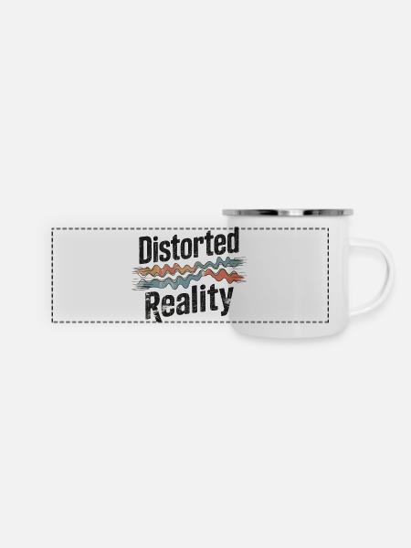 Retro Grunge – Distorted Reality - Panorama Emaille-Tasse - Weiß